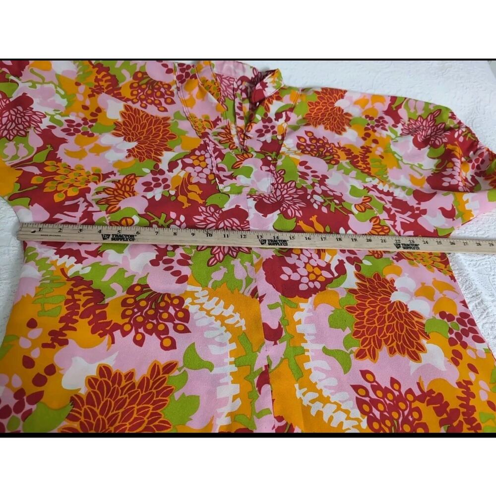 VTG 80s Handmade Hawaiian Maxi Dress Mumu Plus 50" Bust Floral 1x - Picture 4 of 9